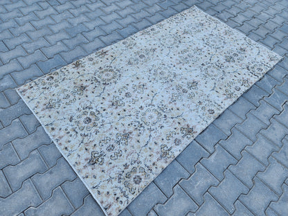 Handwoven Turkish Oushak Rug: 3x6 Neutral Wool & Cotton