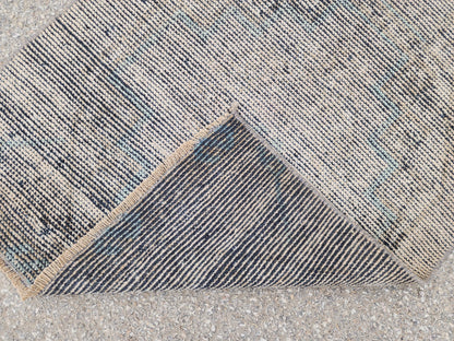 Gray Turkish Wool Runner Rug 2x6: Rustic Oriental Decor