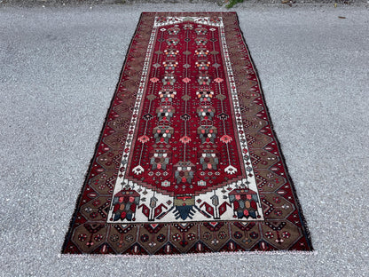 Hand Knotted Wool Runner Rug: 4x9 Rustic Boho Hallway Decor