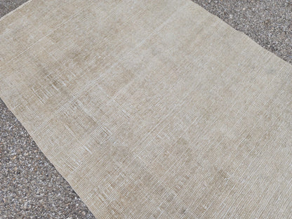 3x11 Neutral Hand-Knotted Turkish Runner Rug, Wool Hallway & Entryway Rug, Rustic Decor