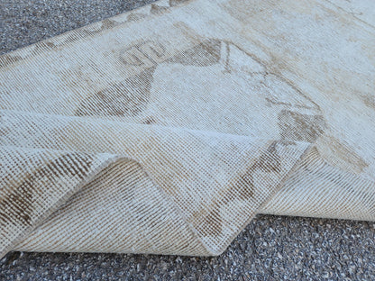Neutral Wool Runner Rug 3x11: Hand Made Oriental Hallway Decor, Up Cycled Wool
