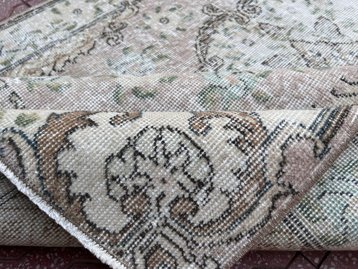 Handwoven Turkish Oushak Rug 4x7: Wool & Cotton Bohemian Rug