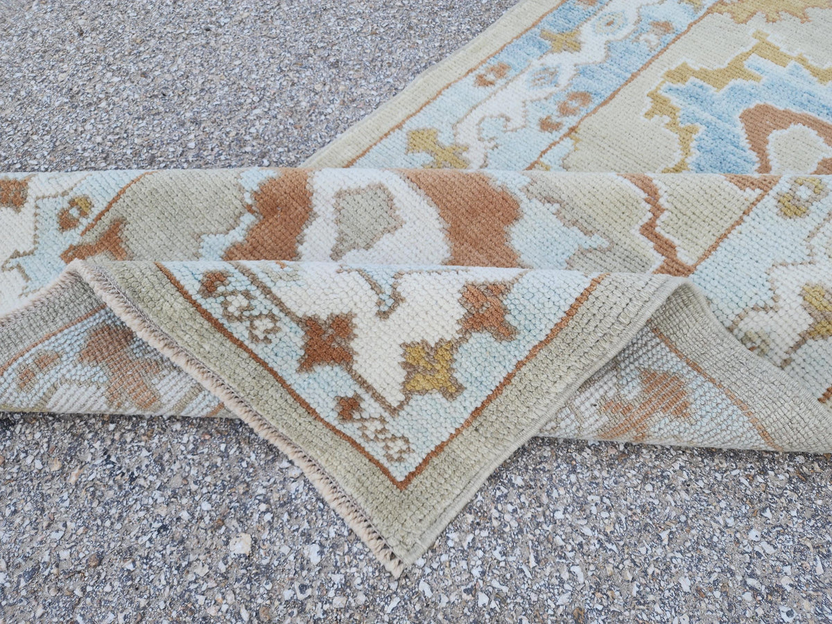 Handwoven Wool Oushak Runner Rug: 3x13 Turkish Entry Rug, Hallway Rustic Decor