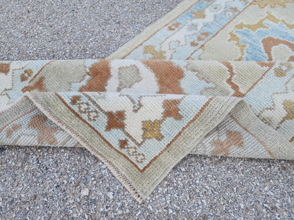 Handwoven Wool Oushak Runner Rug: 3x13 Turkish Entry Rug, Hallway Rustic Decor