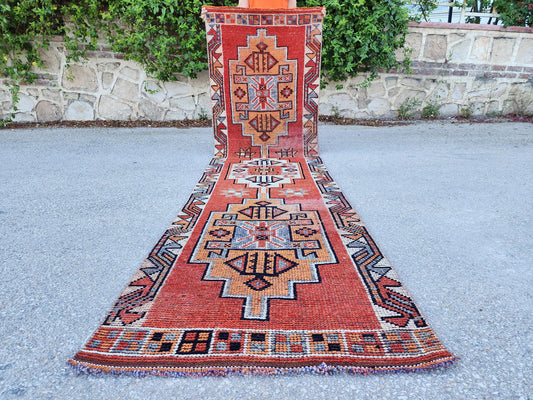 2x11 Herki Runner Rug, Oriental Area Decor, Kitchen Decor, Vintage Up Cycled Wool