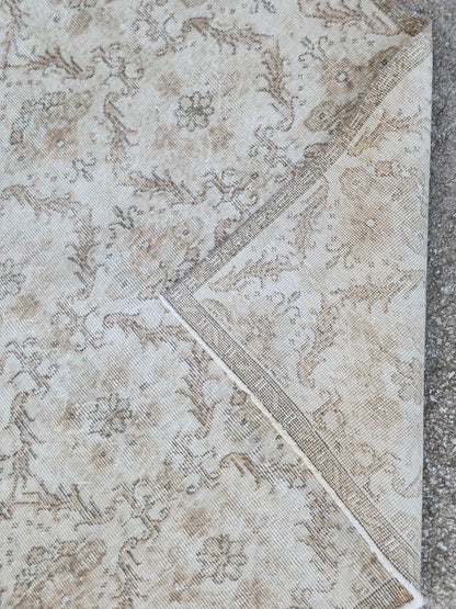 4x7 Oushak Small Rug, Neutral Turkish Hand Woven, Bohem Home Decor