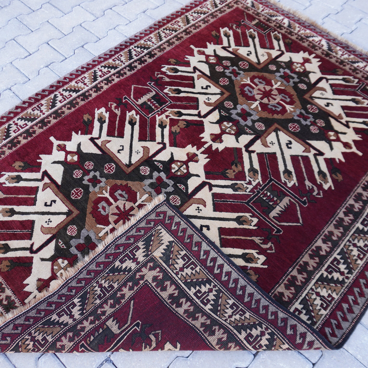 5x6 Vintage Kars Wool Rug: Hand Woven Turkish Area Rug