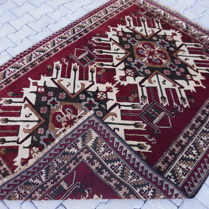 5x6 Vintage Kars Wool Rug: Hand Woven Turkish Area Rug