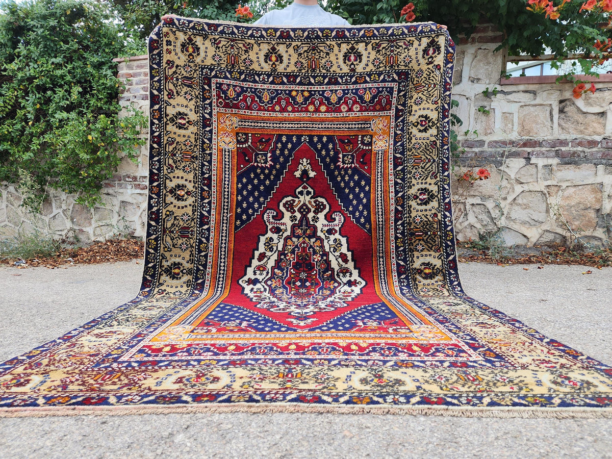 5x8 Hand Made Area Rug, Oriental Turkish Hand Made Decor, Rustic Home Decor