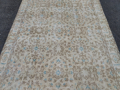 Handwoven Turkish Oushak Rug 5x8: Wool & Cotton Bohemian Rug