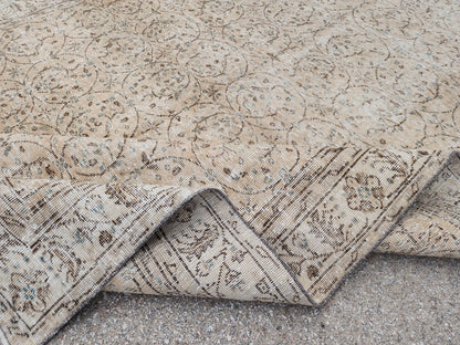 Hand Knotted Wool Rug 6x10: Beige Turkish Oushak Rug