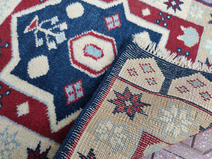 Vintage Handwoven Turkish Rug: Bohemian Oushak Small Rug (2x3)