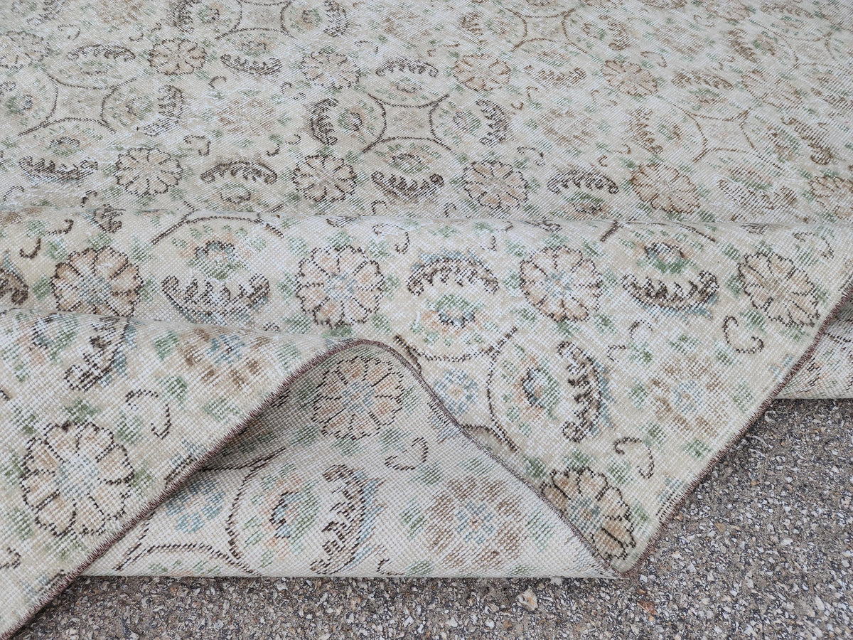 7x9 Turkish Area Rug, Bohemian Rustic Decor, Neutral Geometric Design