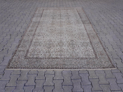 6x11 Neutral Area Rug, Turkish Wool Hand Made, Dining Room Decor