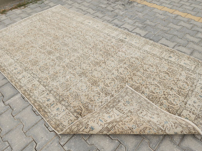 Handwoven Turkish Oushak Rug: 5x9 Wool & Cotton Area Rug