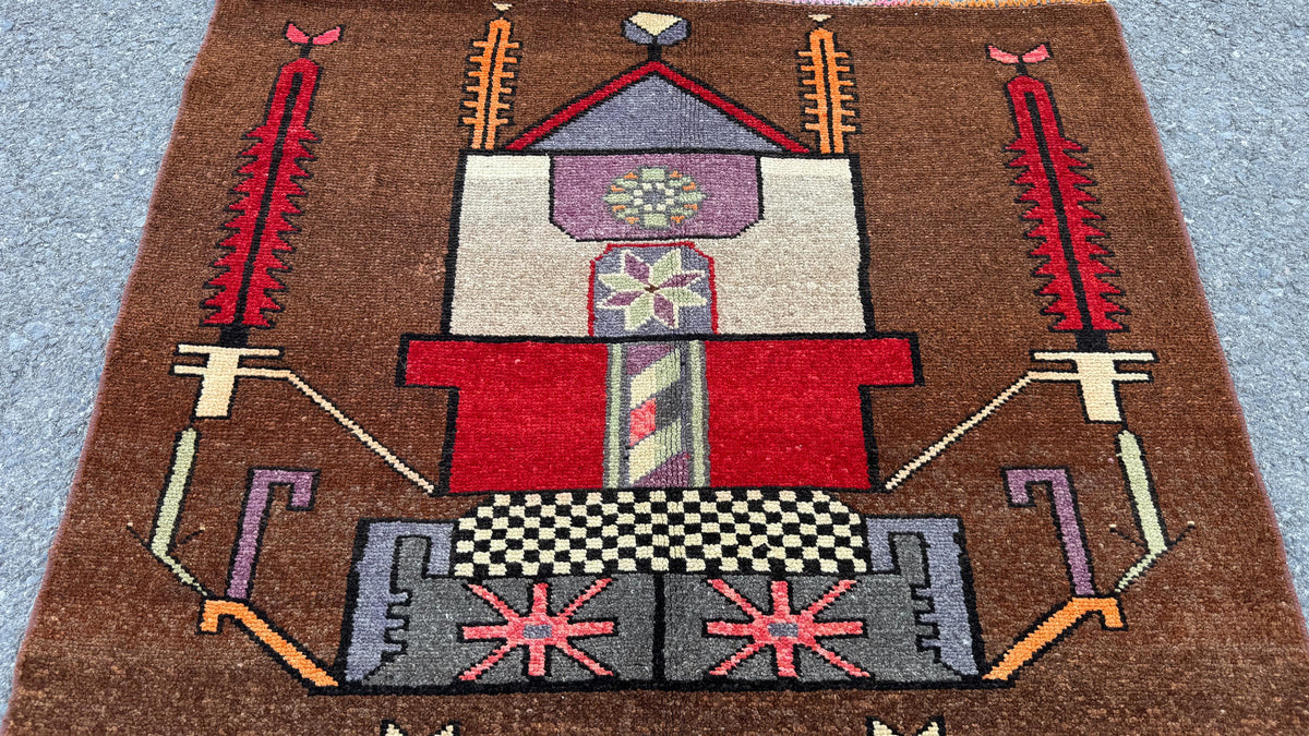 3x10 Kars Rustic Runner Rug, Hand Knotted Up Cycled Wool, Hallway Decor