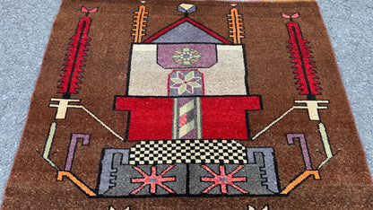 3x10 Kars Rustic Runner Rug, Hand Knotted Up Cycled Wool, Hallway Decor