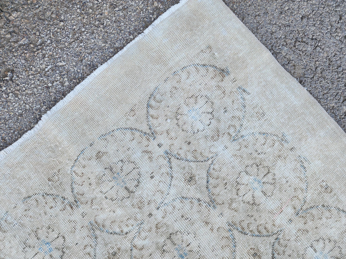 Hand Knotted Wool Rug 6x9: Turkish Isparta Beige Color