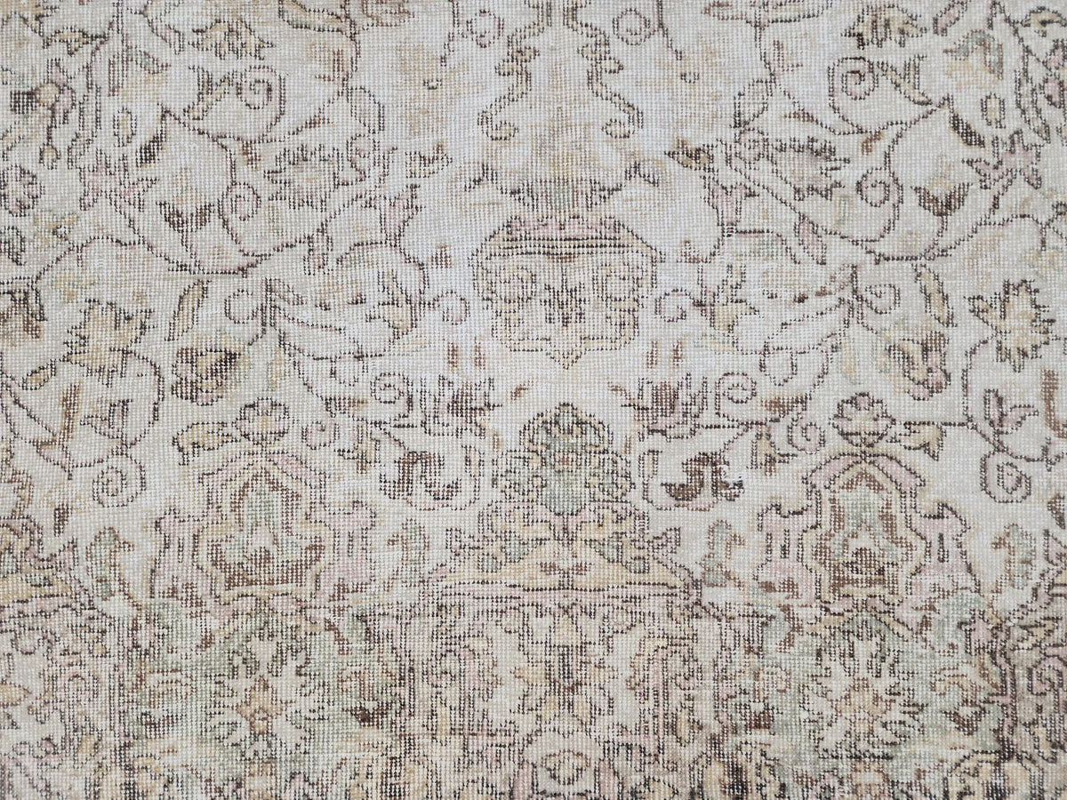 6x10 Green Vintage Rug: Oushak Medallion Hand‑Knotted Turkish Area Rug
