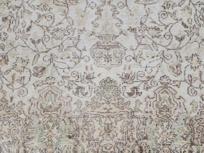 6x10 Green Vintage Rug: Oushak Medallion Hand‑Knotted Turkish Area Rug