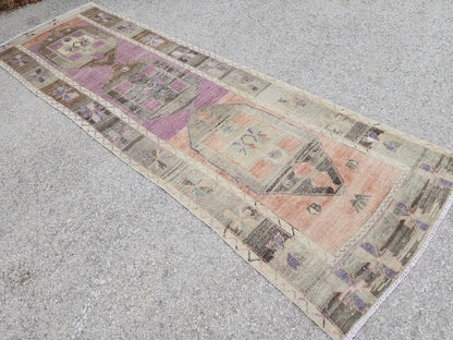 3x10 Neutral Wool Rug, Turkish Malatya Hand Knotted Runner, Kitchen Brown Carpet