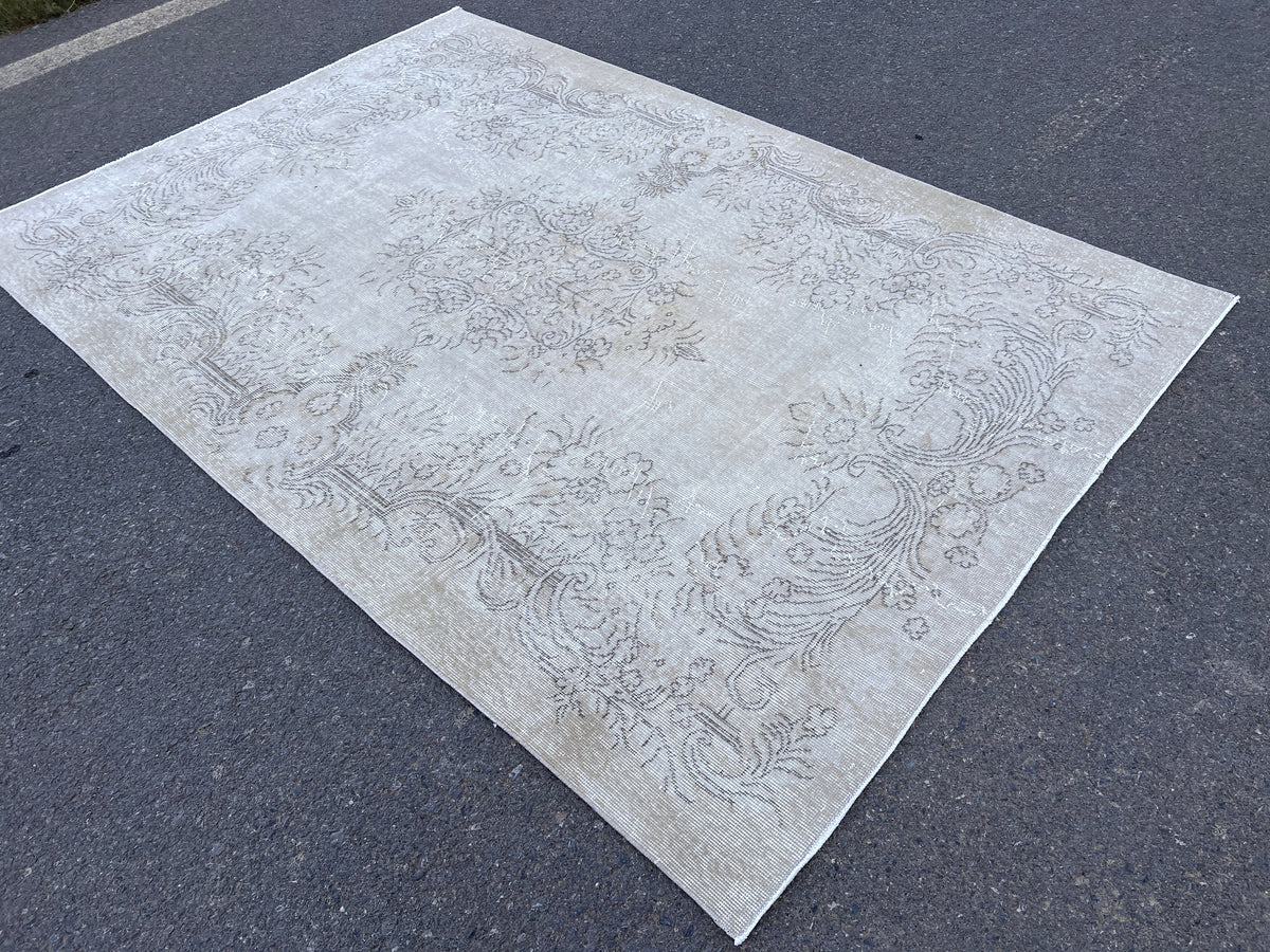 Handwoven Turkish Oushak Rug: 5x8 Vintage Wool & Cotton Area Rug