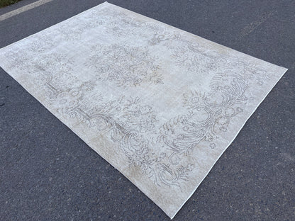 Handwoven Turkish Oushak Rug: 5x8 Vintage Wool & Cotton Area Rug