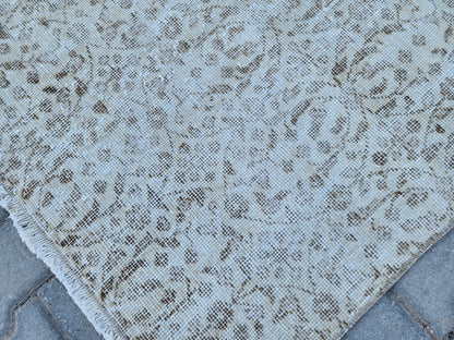 Handwoven Turkish Oushak Rug 3x6: Wool & Cotton Neutral Rug