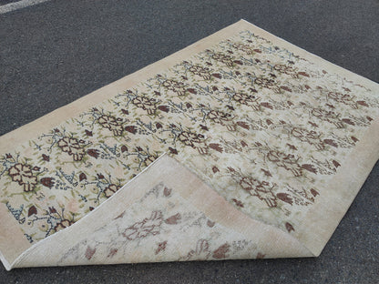 6x9 Handwoven Oushak Rug: Neutral Turkish Wool & Cotton