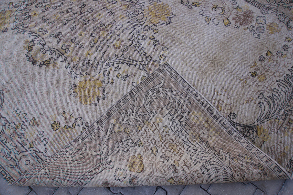 6x10 Turkish Area Rug, Boho Floral Design, Living Room Decor