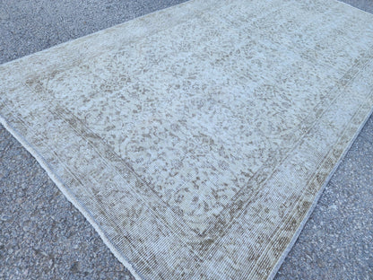 Neutral Wool Rug 3x6: Hand Made, Turkish Beige Decor, Kitchen Design