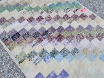 2x7 Turkish Runner Rug: Geometric Farmhouse Hallway Decor, Eco Friendly