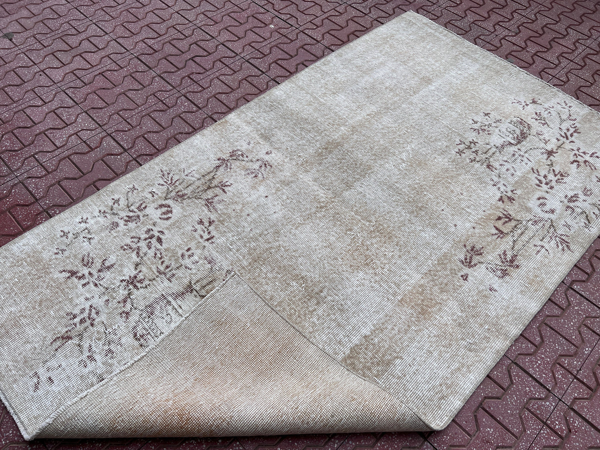 Handwoven Turkish Oushak Rug 3x6: Wool & Cotton Blend