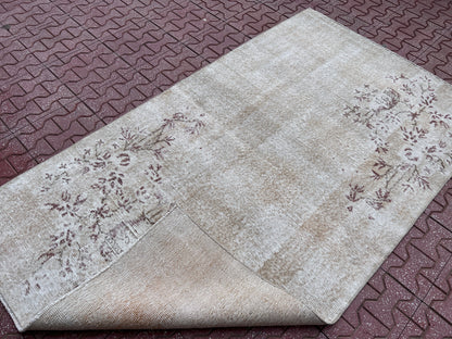 Handwoven Turkish Oushak Rug 3x6: Wool & Cotton Blend