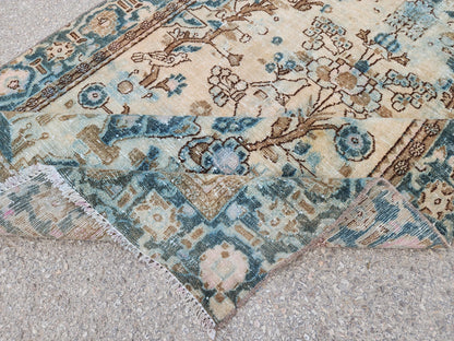 Hand Knotted Wool Turkish Rug 4x6: Oushak Rustic Decor