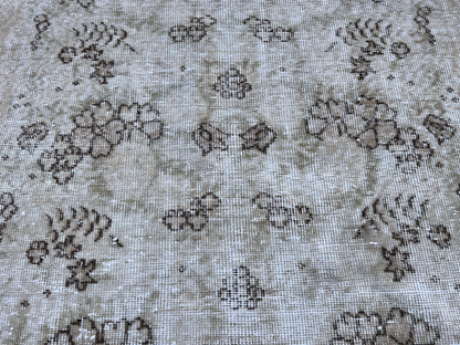 Handwoven Turkish Oushak Rug 4x7: Wool & Cotton Vintage Design