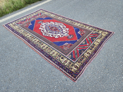 5x8 Vintage Oushak Rug: Hand-Knotted Oriental Wool Rug