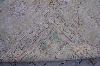 6x10 Neutral Rug, Floral Medallion Design, Turkish Hand Knotted