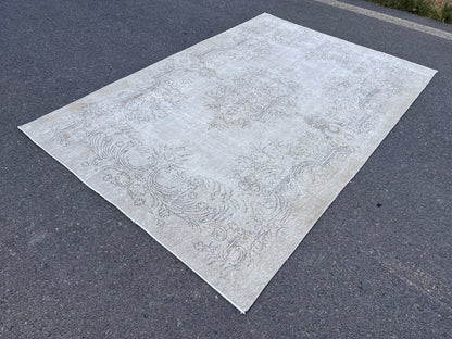 Handwoven Turkish Oushak Rug: 5x8 Vintage Wool & Cotton Area Rug