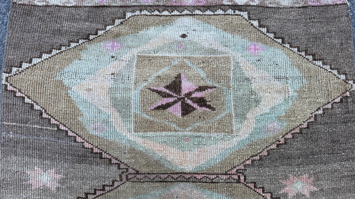 3x11 Wool Neutral Runner Rug, Hand Knotted Turkish Decor, Kitchen Decor