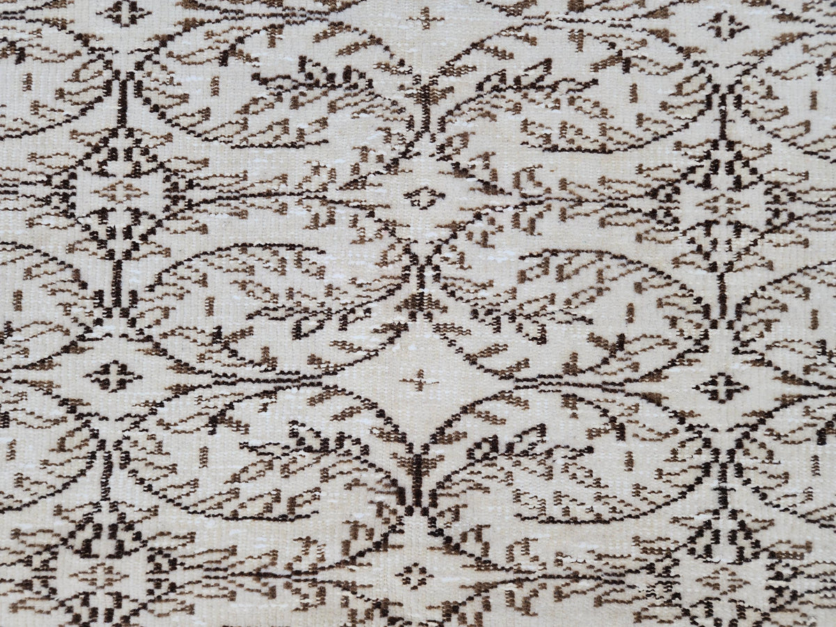 5x9 Oushak Turkish Hand Made Rug, Bohemian Beige and Brown, Rustic Farmhouse Decor Rug