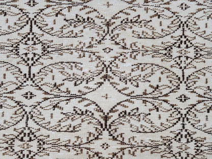 5x9 Oushak Turkish Hand Made Rug, Bohemian Beige and Brown, Rustic Farmhouse Decor Rug