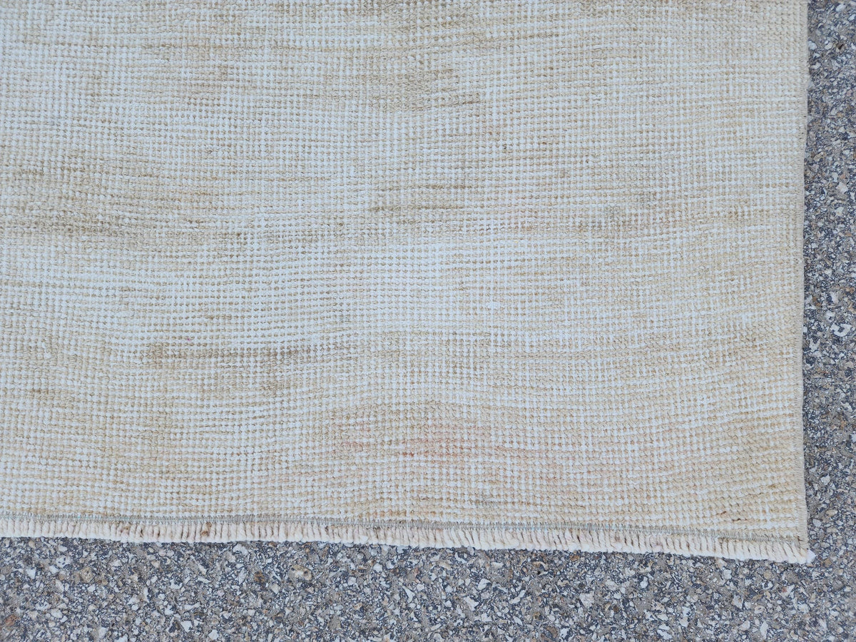 3x11 Neutral Muted Runner Rug, Hand Knoted Rustic Decor, Eco Friendly