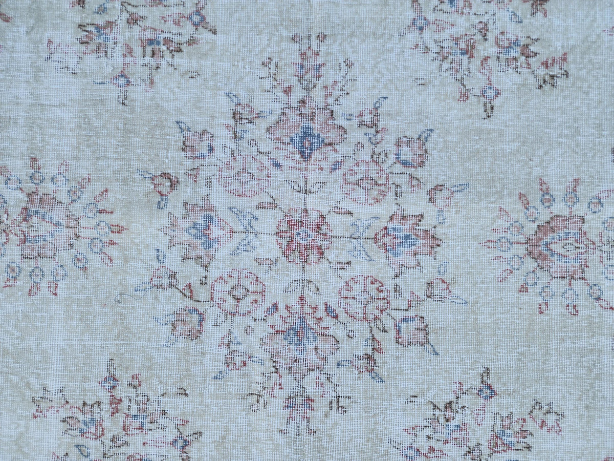 Hand Knotted Oushak Rug 6x10: Turkish Wool Neutral Area Rug