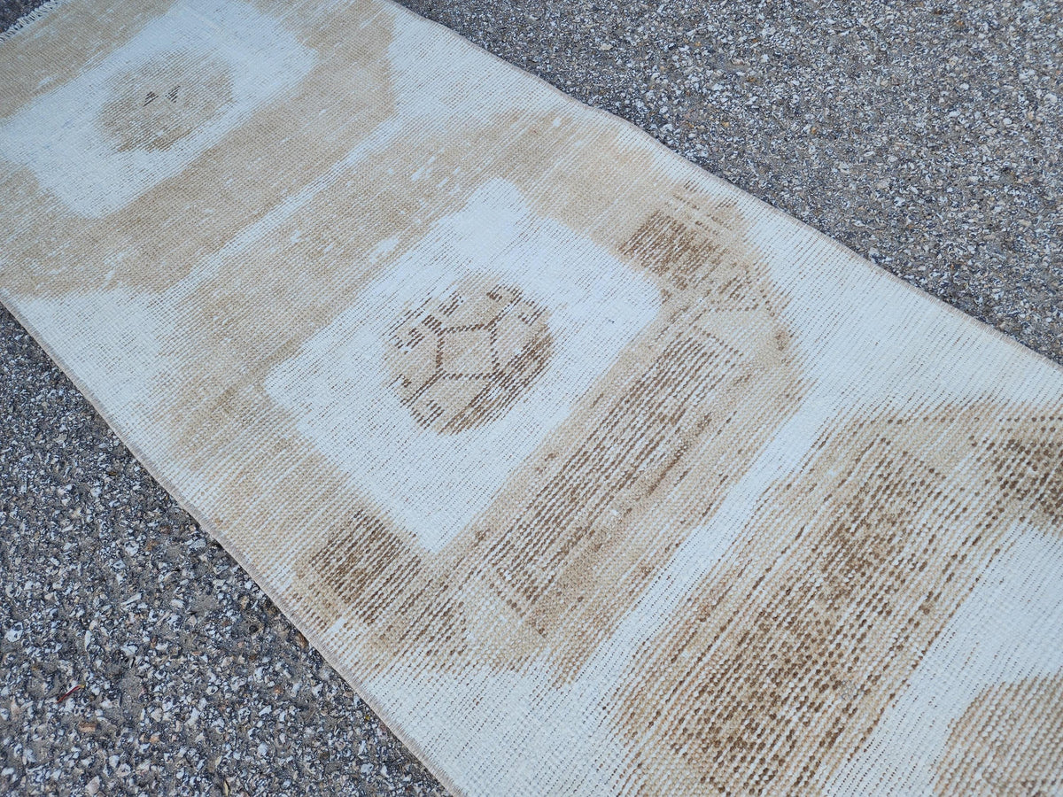 2x11 Neutral Runner Rug: Bohemian Home Decor, Up Cycled Wool