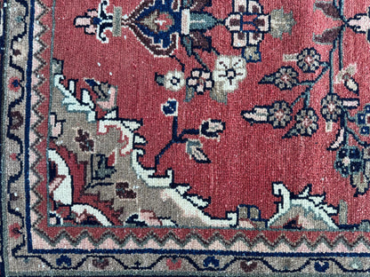 Antique Wool Runner Rug 3x10: Hand Knotted, Rustic Hallway Decor