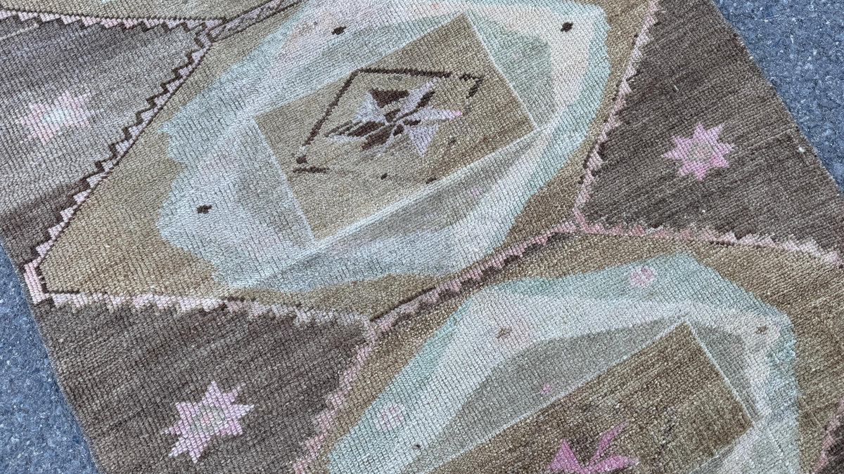 3x11 Wool Neutral Runner Rug, Hand Knotted Turkish Decor, Kitchen Decor