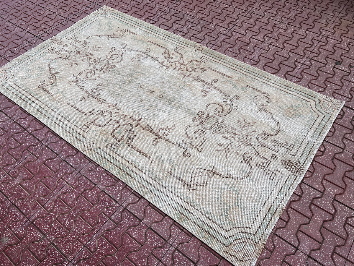 Handwoven Turkish Oushak Rug 4x7: Wool & Cotton Anatolian Carpet