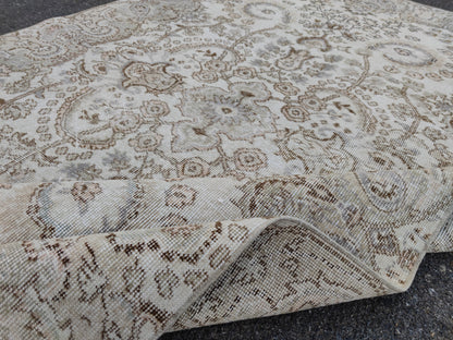 Handwoven Turkish Oushak Rug 5x8: Neutral Boho Decor