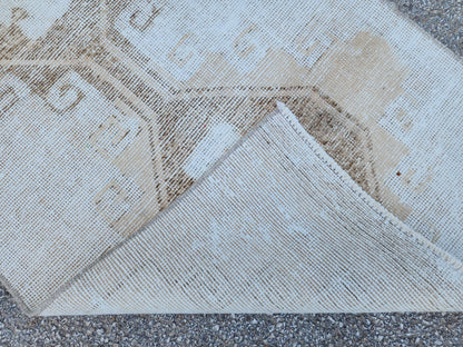 3x12 Neutral Runner Rug, Hallway Bohemian Decor, Up Cycled Wool